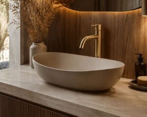 Designer wash basin in a modern Jaipur bathroom, Aaditya Bath