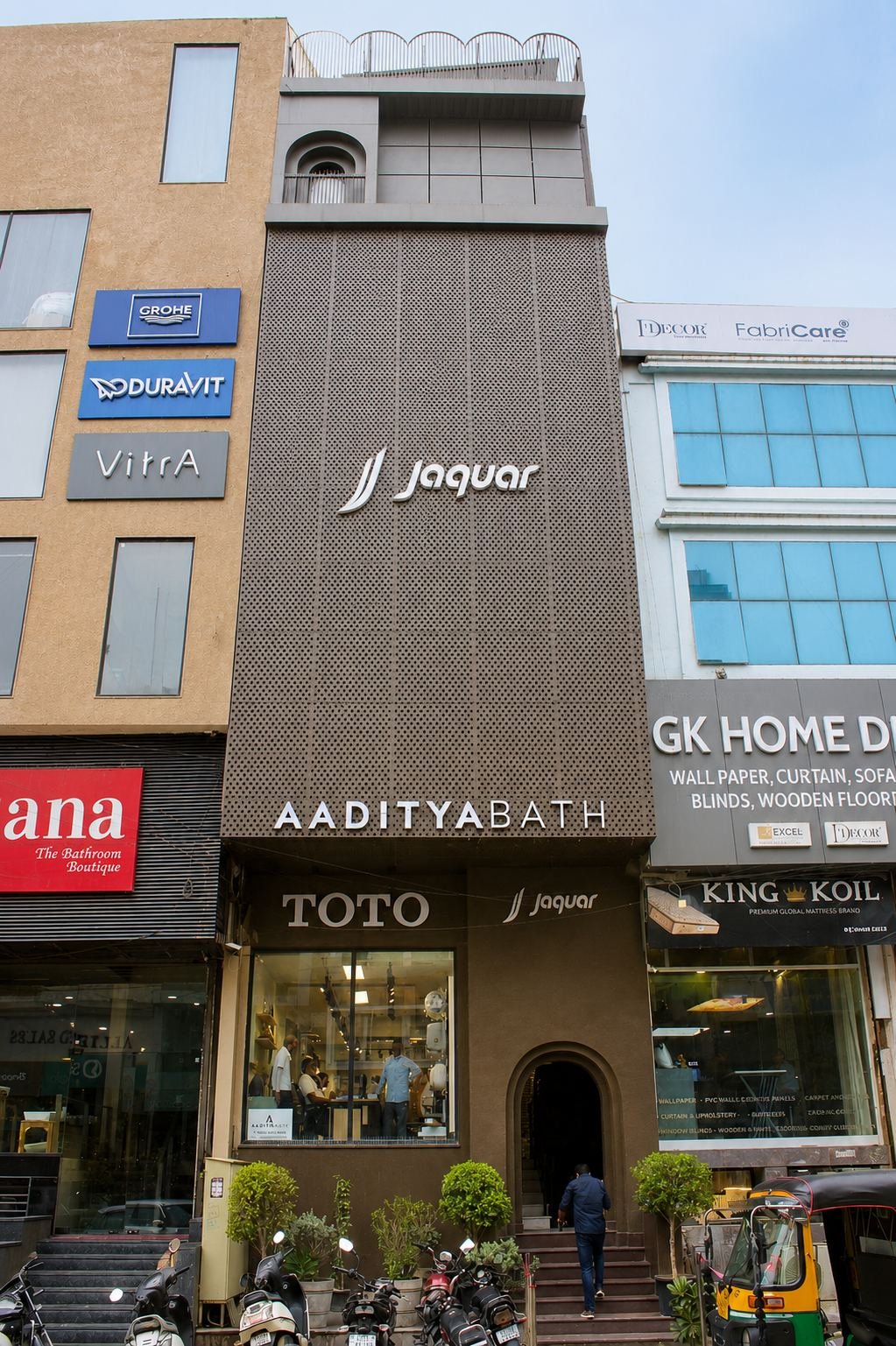 Aaditya Bath Legacy showroom storefront in Jaipur, authorized Jaquar and TOTO dealer